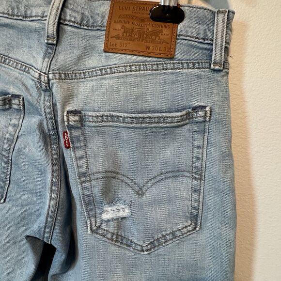 Levi's Premium Quality Men's 512 30x29 Relaxed Skinny Fit Distress Jeans Denim - Picture 4 of 11